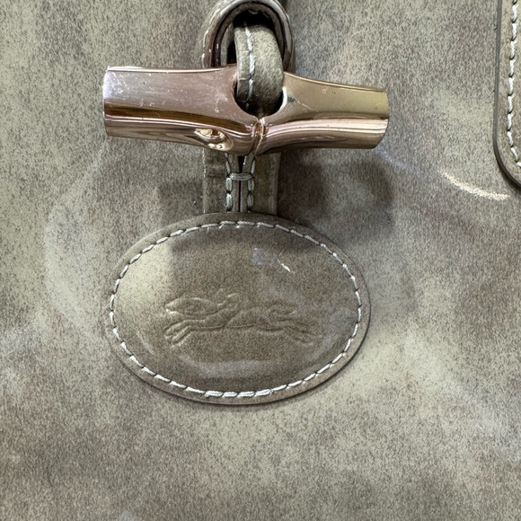 Longchamp Gray Patent Leather Roseau Tote Handbag - Picture 4 of 7